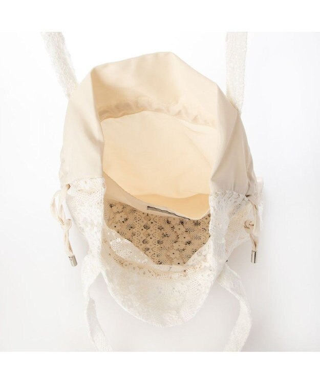 UNBILLION カシュカシュ cachecache / アソート生地LOVE巾着バッグ アイボリー