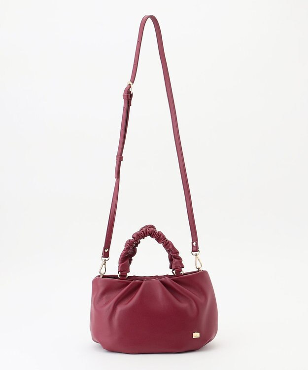 LA BAGAGERIE シープレザー ギャザーハンドル2wayラウンドトートバッグ ワイン