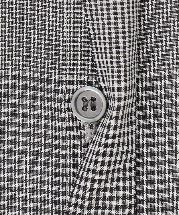 ICB 【洗える】ハイツイストコットンボイル バンドカラーブラウス グレンチェック系