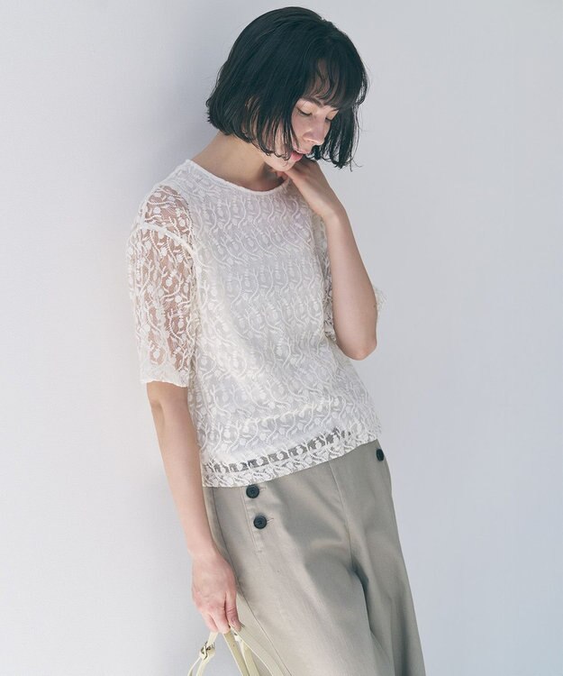 UNFILO シアー エンブロイダリー Tシャツ オフ