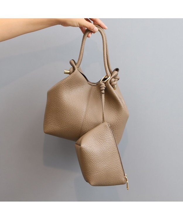 UNBILLION カシュカシュ cachecache / ポーチ付きノットハンドル2wayシボトート ブラウン