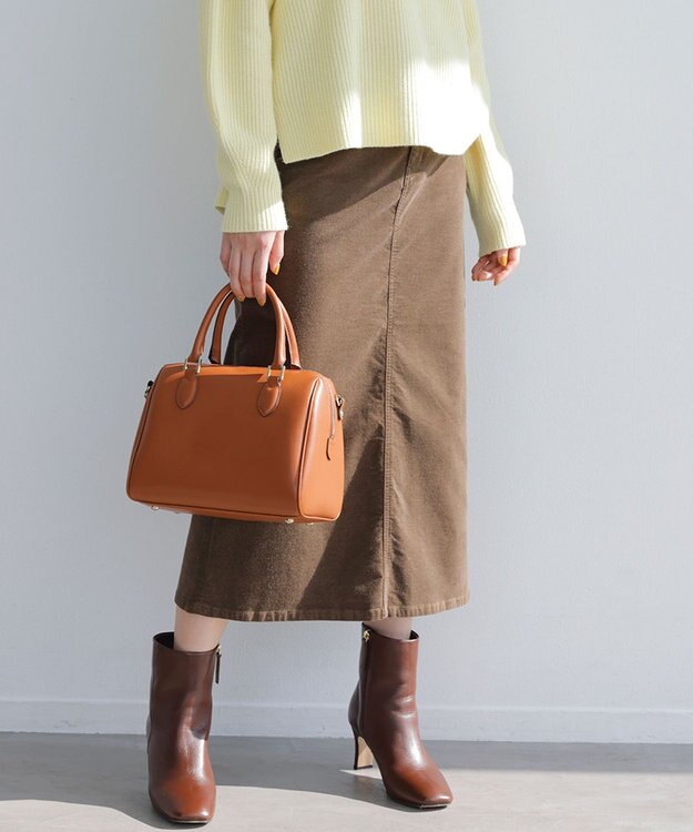 23区 【洗える】23区DENIM ベルベットストレッチ Aライン スカート モカ