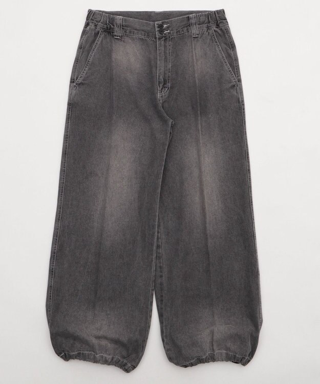 WEGO イージーバギーフレアデニムスラックス デニムブラック