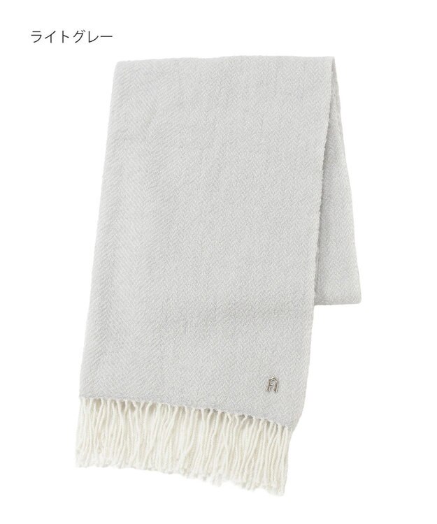 MOONBAT FURLA(フルラ）ループヤーン ツイード調ラメ入り ストール アルパカ混 日本製 ライトグレー