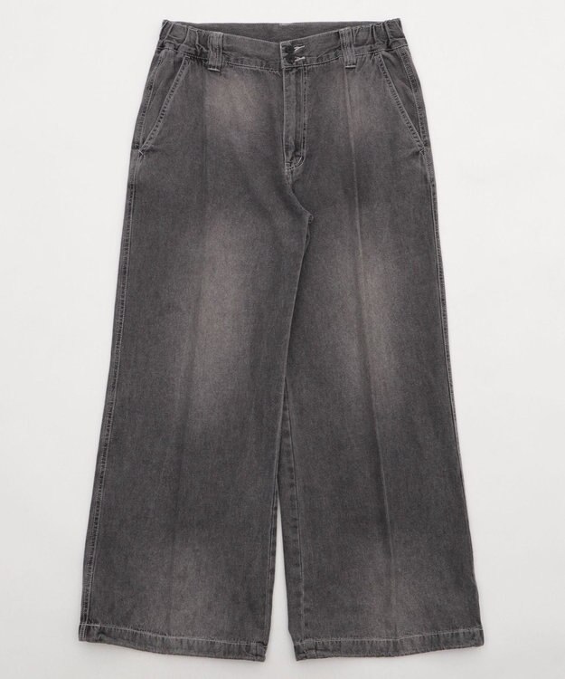 WEGO イージーバギーフレアデニムスラックス デニムブラック