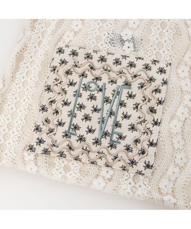 UNBILLION カシュカシュ cachecache / アソート生地LOVE巾着バッグ アイボリー