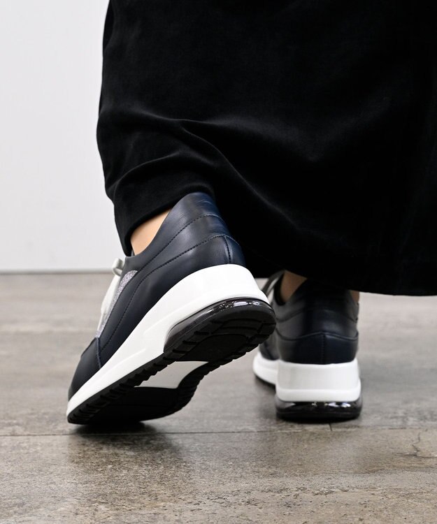 Pointer 日本製 本革厚底スニーカー ダークネイビー