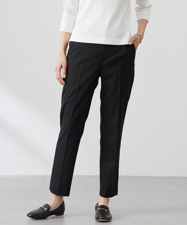 J.PRESS LADIES 【洗える】CARREMAN 2WAY テーパード パンツ ブラック系