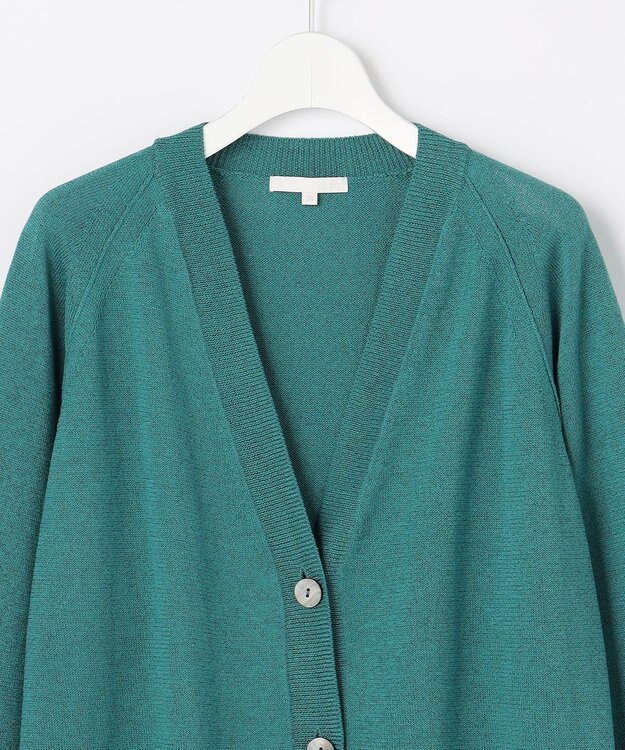 自由区 【アンサンブル対応】ペーパーコットンニット カーディガン ターコイズ