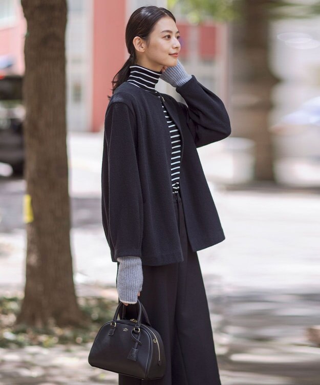 J.PRESS LADIES S ブークレー ノーカラーアウター ネイビー系