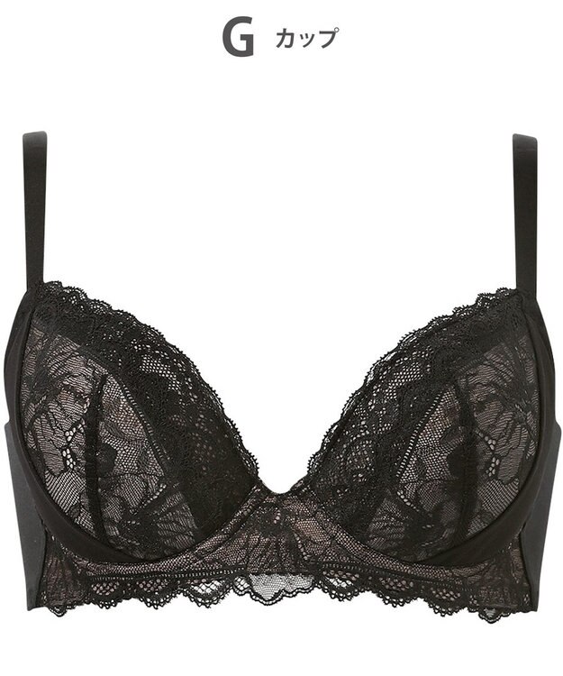 Wing ブラジャー 背中の段差を軽減 脇高設計 パーソナライズ設計 【脇も背中もきれいブラ】 Gカップまで対応 大きいサイズ KB2723 ウイング／ワコール ブラック