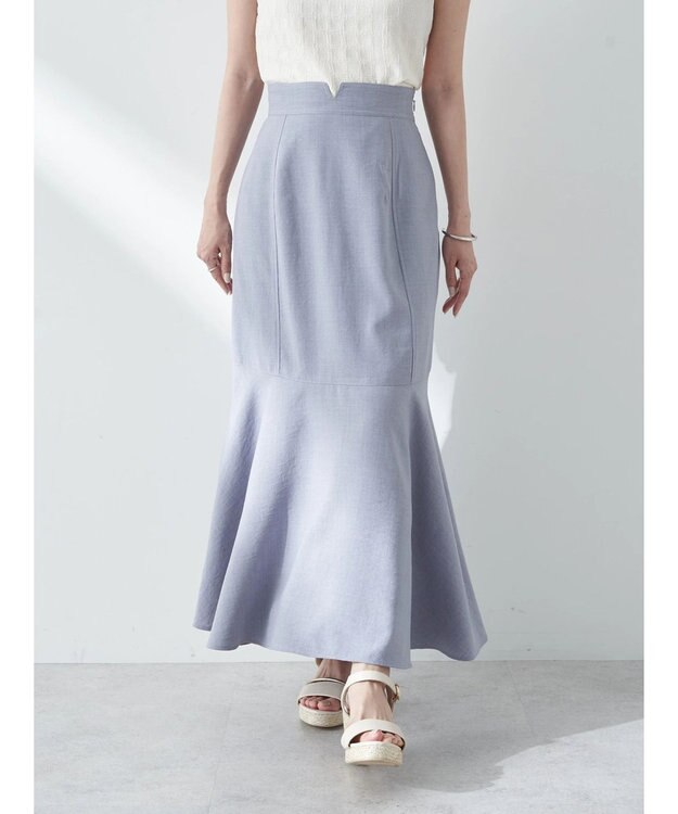 earth music&ecology リネンライクマーメイドスカート Grayish Blue