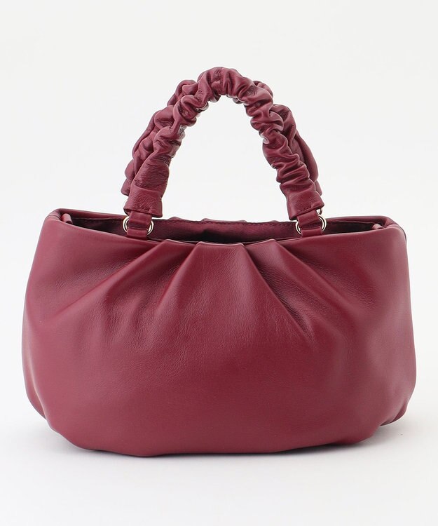 LA BAGAGERIE シープレザー ギャザーハンドル2wayラウンドトートバッグ ワイン