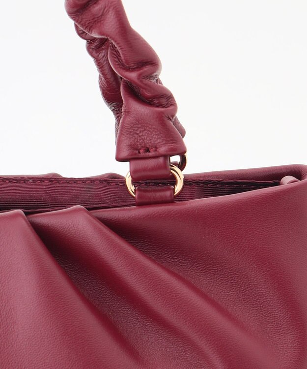 LA BAGAGERIE シープレザー ギャザーハンドル2wayラウンドトートバッグ ワイン
