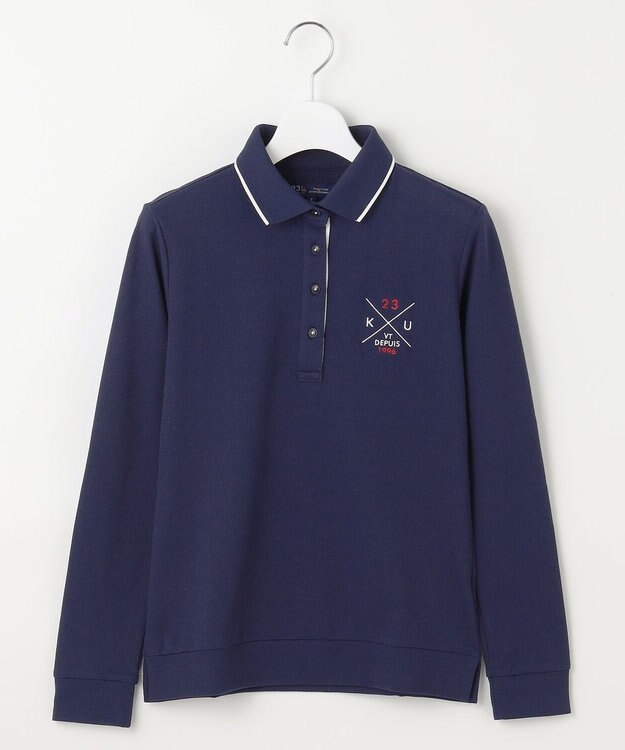 23区GOLF 【WOMEN】【UVカット】ハニカムカノコ長袖ポロシャツ ネイビー系