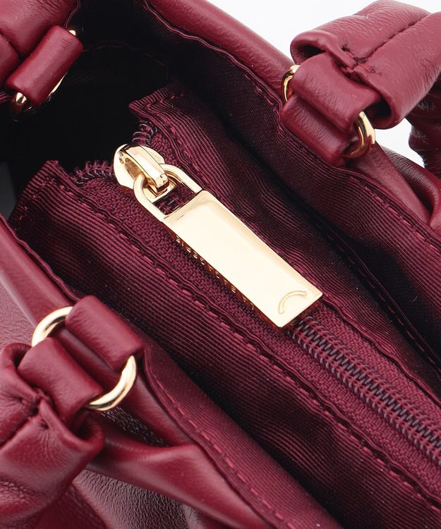 LA BAGAGERIE シープレザー ギャザーハンドル2wayラウンドトートバッグ ワイン