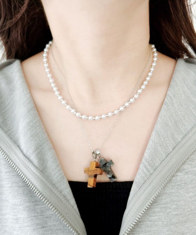 WEGO L2Pクロスパールレイヤードネックレス 柄3