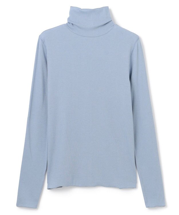 UNFILO 【暖かさ＆着心地の良さで大ヒット】コットンカシミヤ タートルネックカットソー スモーキーブルー