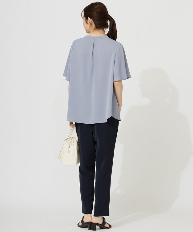 ANY SIS 【接触冷感・吸水速乾・UVカット】サラキレイ スキッパー ブラウス ライトブルー