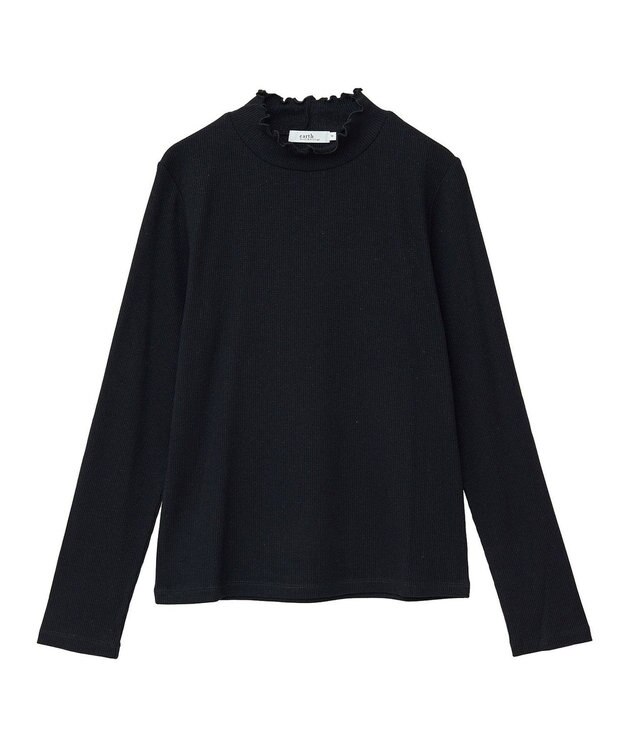 earth music&ecology ラメテレコハイネックプルオーバー Black