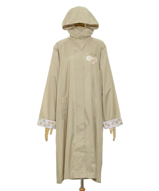 MOONBAT 【バッグ付】ポール & ジョー (PAUL & JOE　ACCESSOIRES) レインコート ポンジークリザンテーム ベージュ