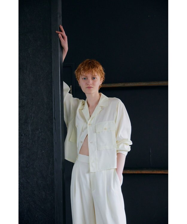 NAVE 【ReNAVE・セットアップ可/洗える/UVケア/接触冷感】フィブリルシャンブレー オープンカラーシャツ アイボリー系