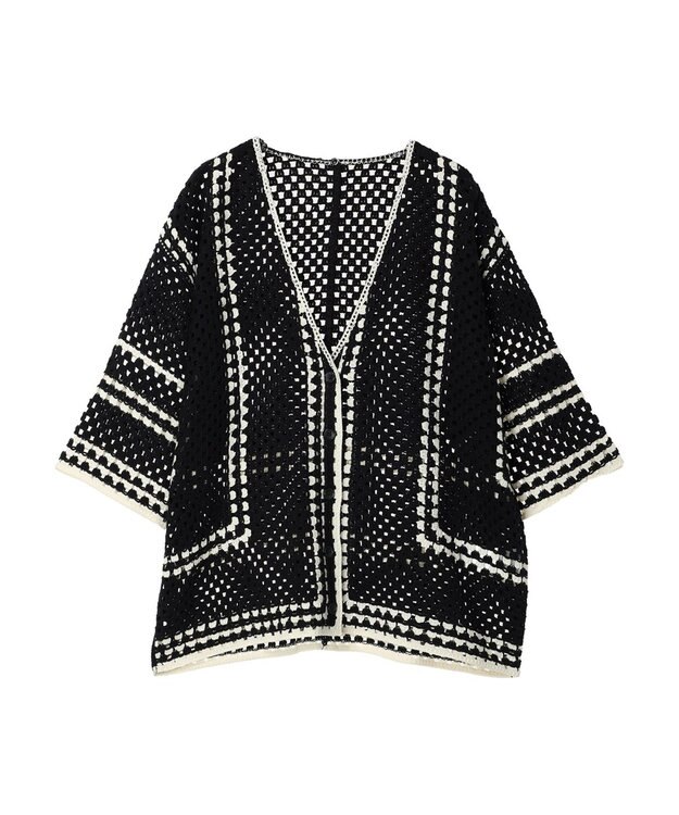 AMERICAN HOLIC クロシェ半袖カーディガン Black