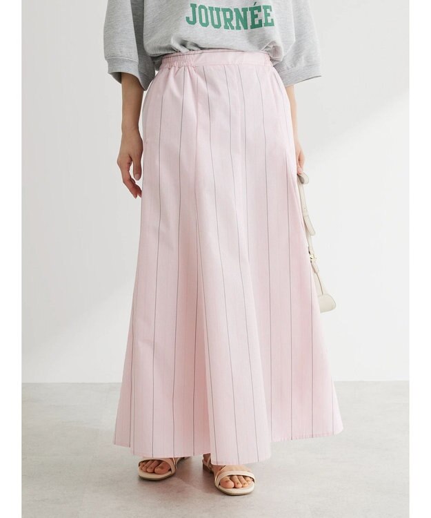 Green Parks ストライプフレアスカート Pink