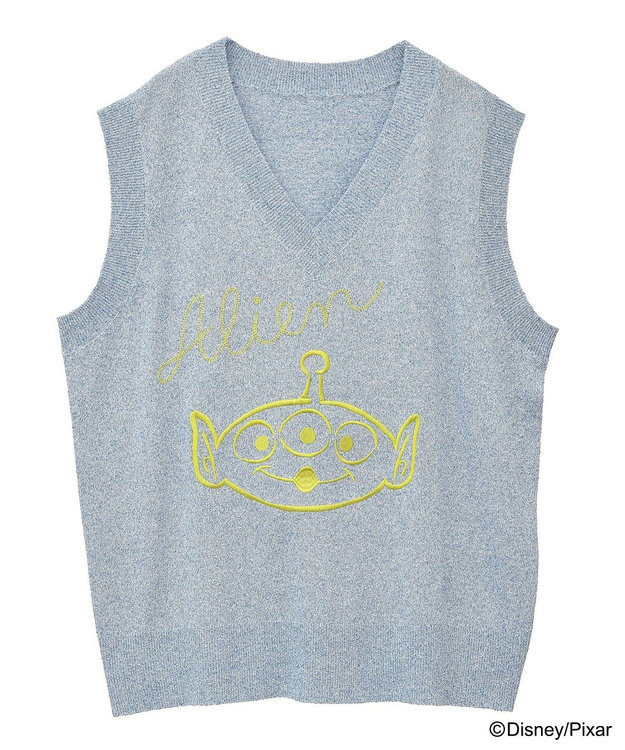 Green Parks ＴＯＹ　ＳＴＯＲＹ　／　刺繍Ｖネックニットベスト Sax