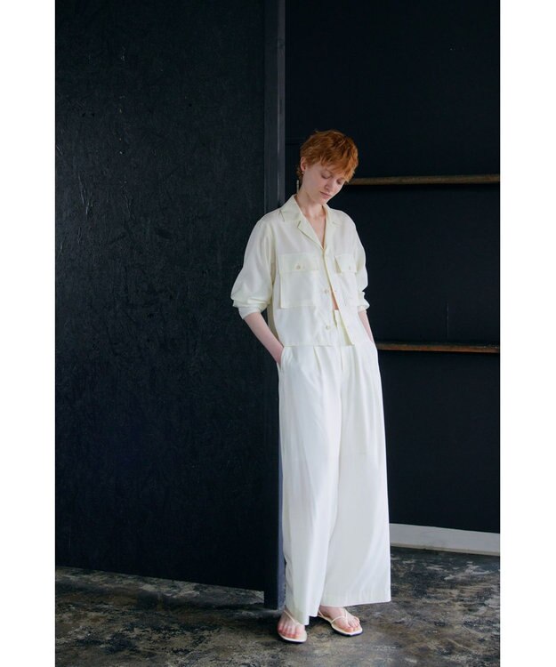 NAVE 【ReNAVE・セットアップ可/洗える/UVケア/接触冷感】フィブリルシャンブレー オープンカラーシャツ アイボリー系