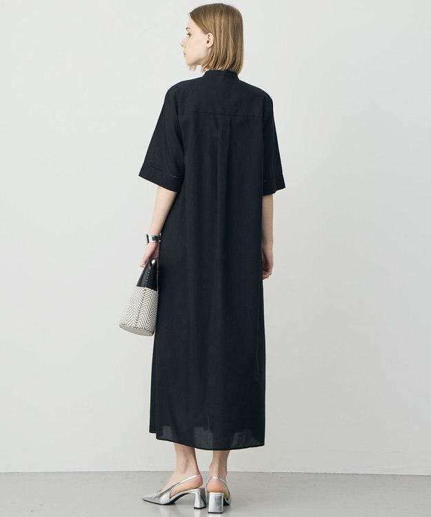 ICB 【先行予約】リネンスラブローン シャツワンピース ブラック