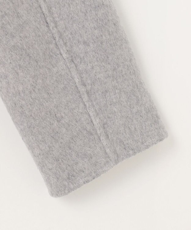 J.PRESS LADIES ウールナイロンリバー フード付き コート ライトグレー×ベージュ系