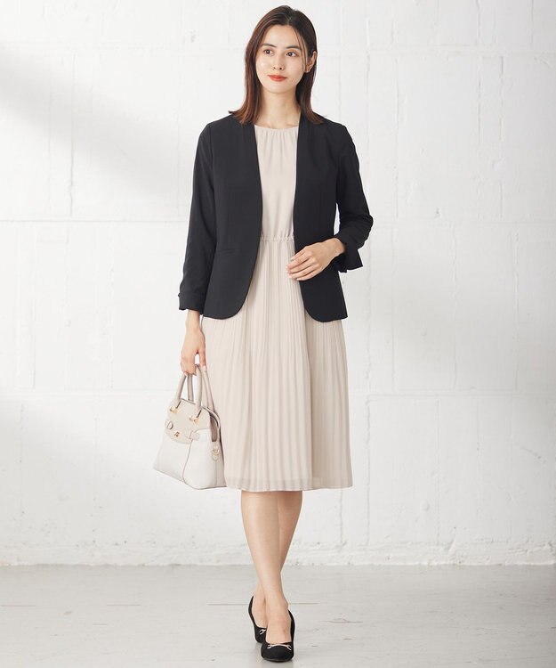 ANY SIS L 【洗える】フェミニンプリーツ ワンピース ベージュ