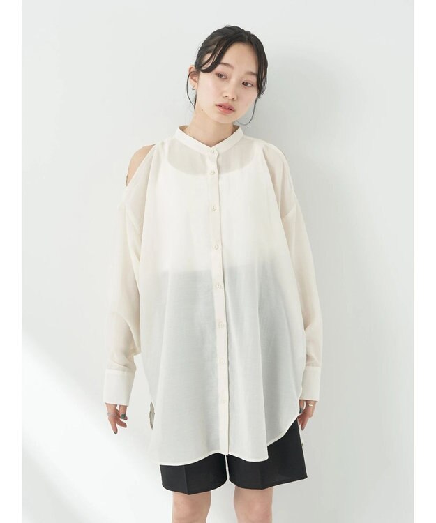 earth music&ecology ショルダースリットシャツ Off White