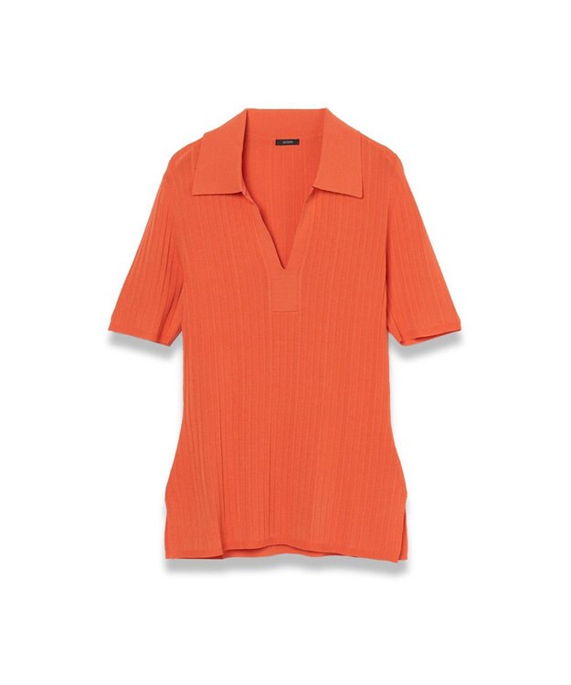 JOSEPH 【洗える】ヴィスコースリブ　ニットポロトップ Sun down