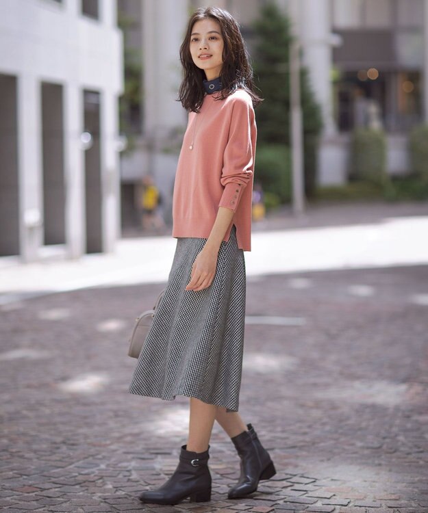 J.PRESS LADIES L 【洗える】SEMI WORSTED WOOL クルーネック ニット ピンク系