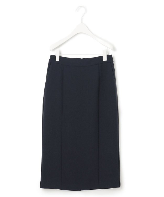 ICB L 【洗える】 ダブルクロスクレープ スカート ネイビー系