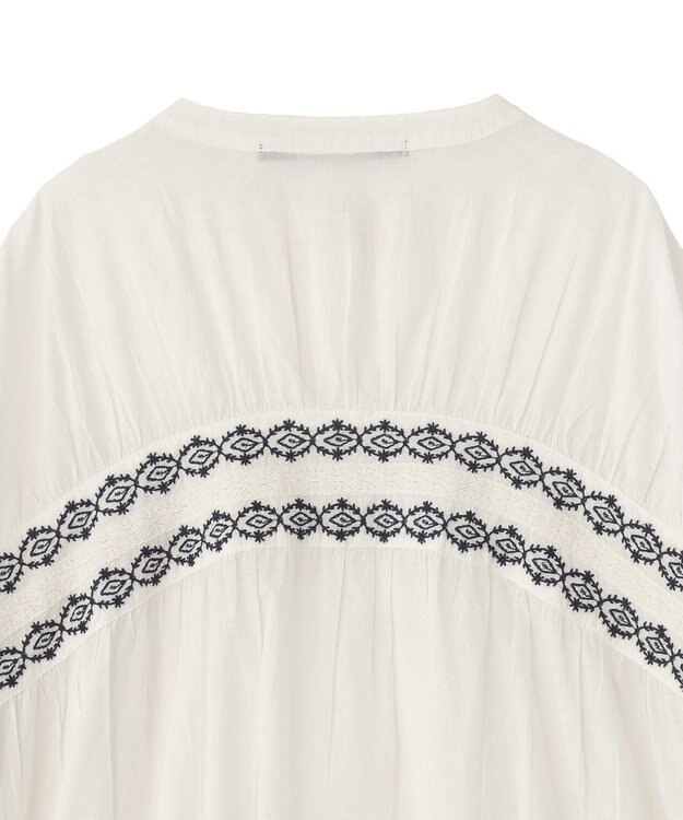 YECCA VECCA バック刺繍バンドカラーシャツ Off White