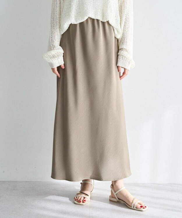 YECCA VECCA サテンフレアスカート Beige