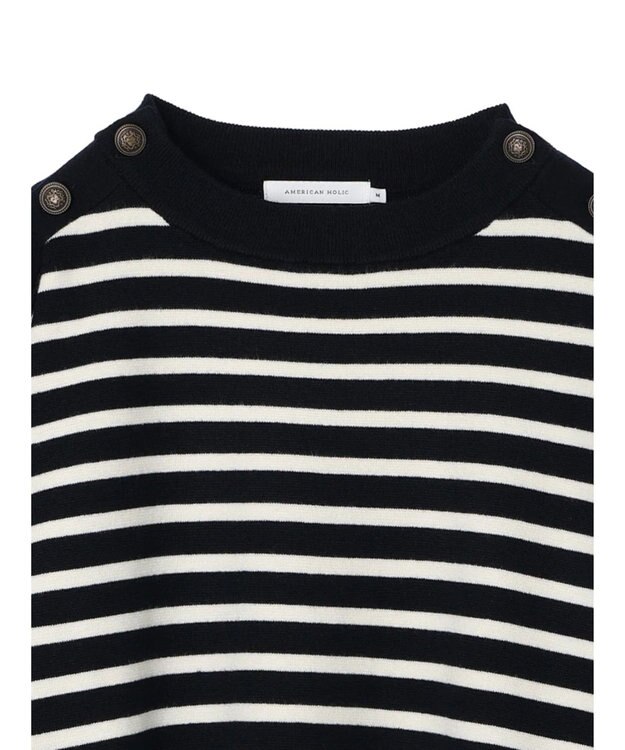 AMERICAN HOLIC バイパチショルダーボタンニットプルオーバー Navy