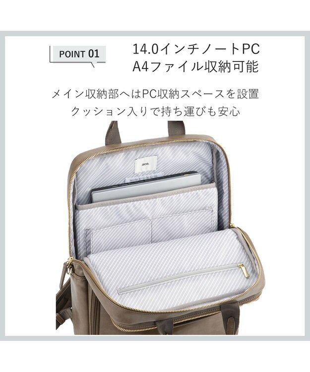 ACE BAGS & LUGGAGE 【雑誌掲載】 ace. フィッテムクラス ビジネスリュック A4 14インチPC 15L 68692 エース シガーブラウン