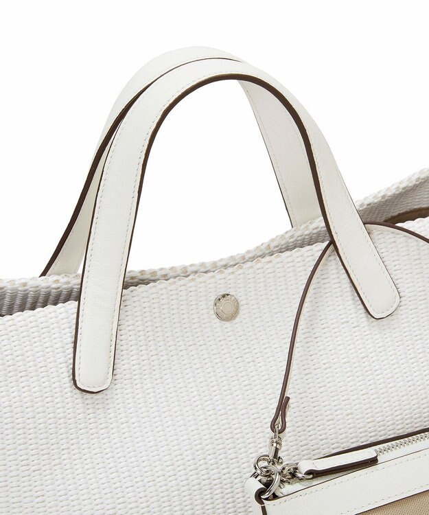 TOPKAPI 【Breath TOPKAPI】ワイド トート レザーハンドル カゴバッグ / ポーチ付き ホワイト