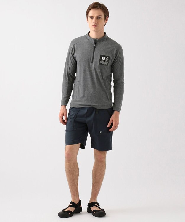 JOSEPH ABBOUD MOUNTAIN デルタメッシュ ハーフZIPカットソー ブラック系