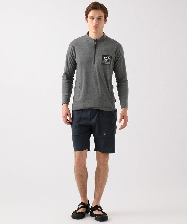 JOSEPH ABBOUD MOUNTAIN デルタメッシュ ハーフZIPカットソー ブラック系