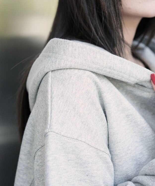 WEGO ショートZIPパーカー 杢グレー