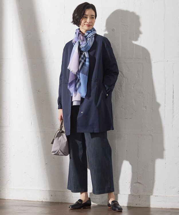 J.PRESS LADIES 【洗える】ソロテックス ドライツイル ノーカラー コート ネイビー系