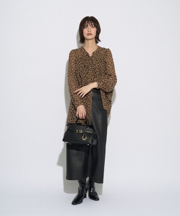 YECCA VECCA 【archive】フリルボウタイブラウス Leopard