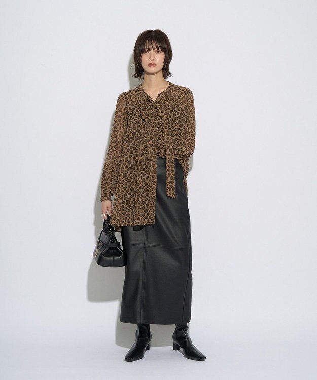 YECCA VECCA 【archive】フリルボウタイブラウス Leopard