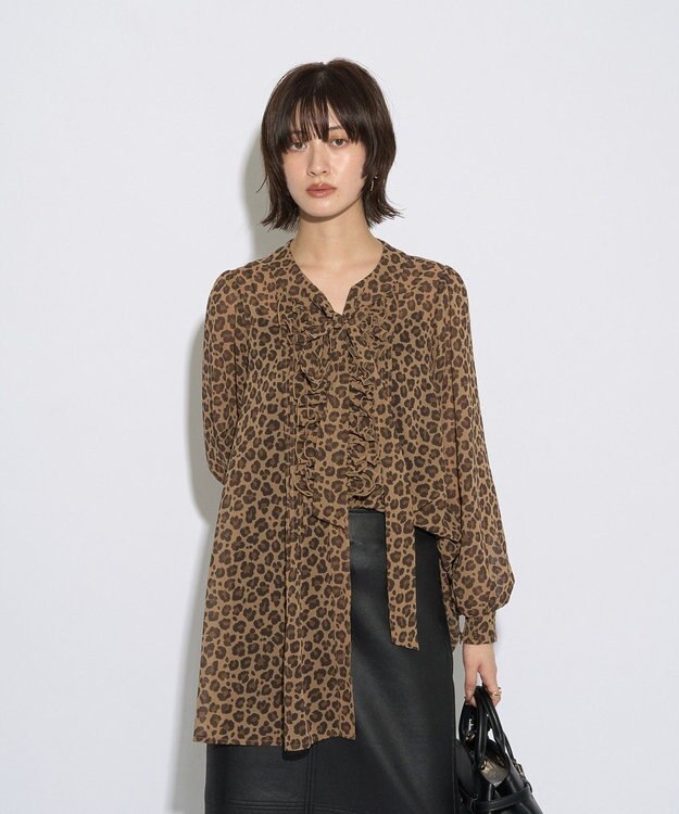 YECCA VECCA 【archive】フリルボウタイブラウス Leopard