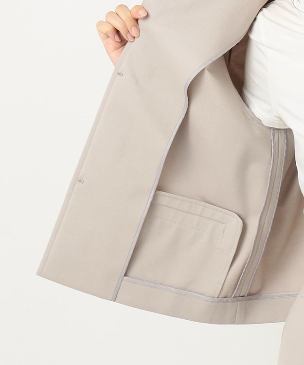 自由区 L 360°FREEウォッシャブノーカラージャケット ベージュ系